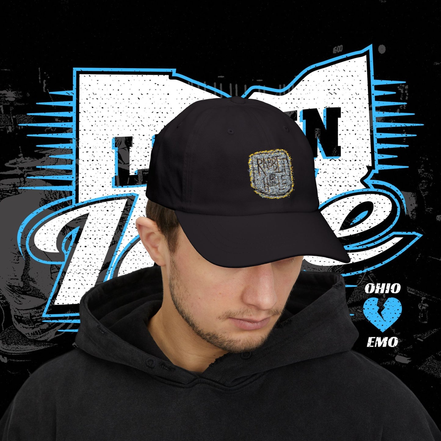 Rabbit Hole Hat - Embroidered - Black