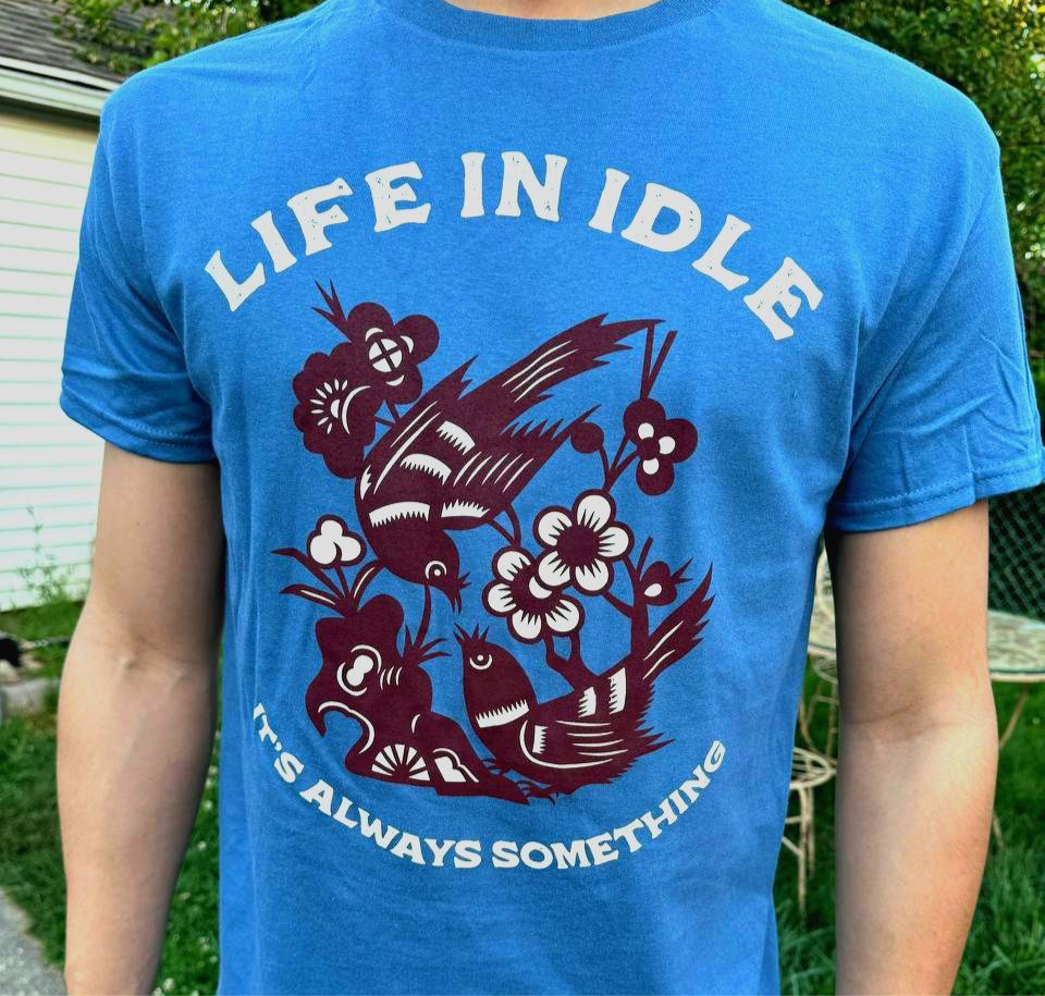 Band Printed “Lovebirds” T-Shirt (Blue) ((Last Call))
